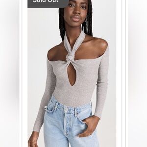 Gray Knotted Off-Shoulder Top